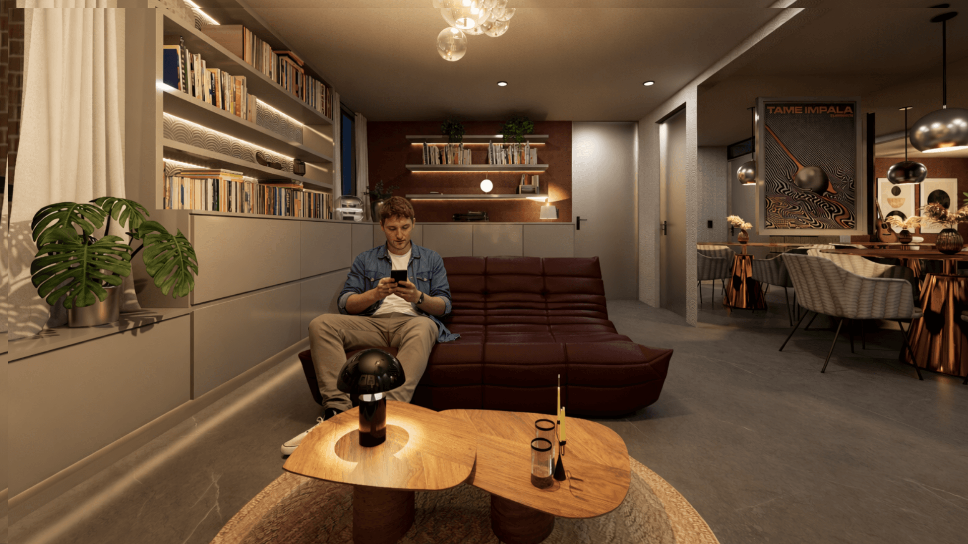 Render interior de proyecto inmobiliario — Zölf
